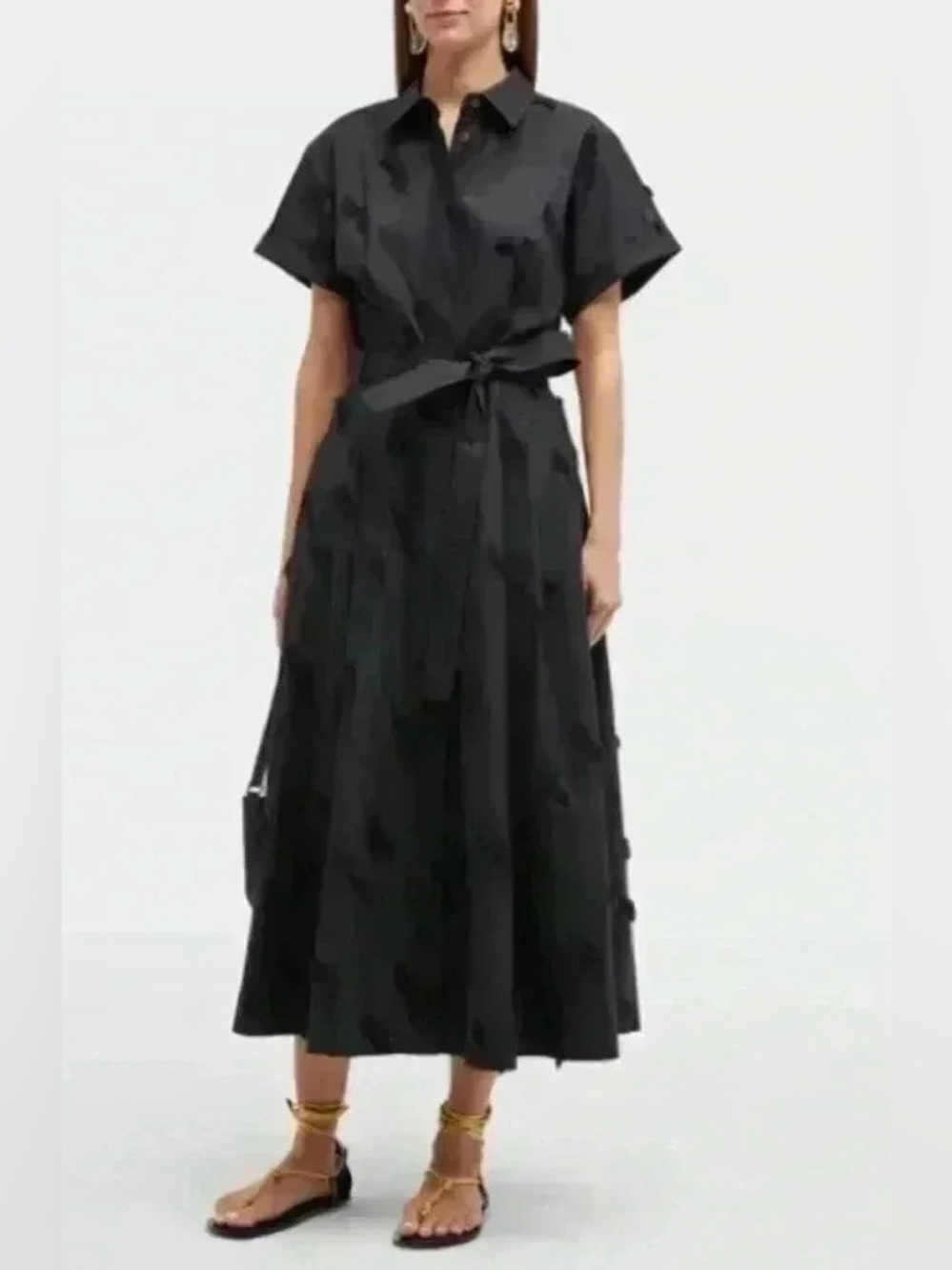 Lafayette 148 New York Upland Fringe-Trim Shirtdress Women’s Size Large